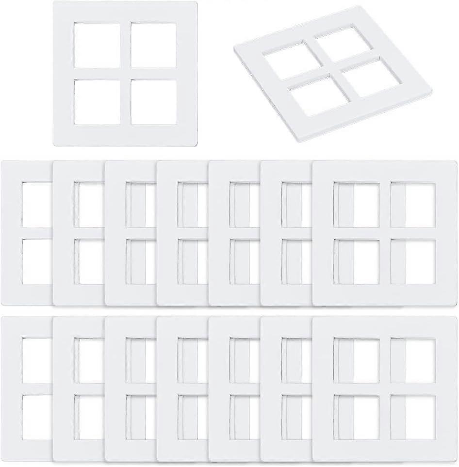 20Pcs Square Miniature Window Frame 2.8x2.8 Inch White Wooden Miniature Window Mini Window Garden Ornaments Mini Furniture Window Frame for Miniature 