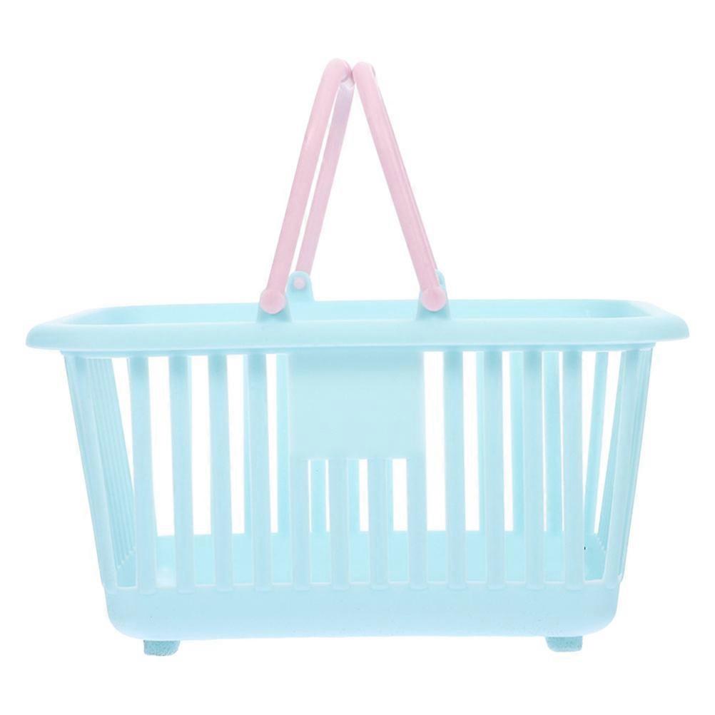 Sky-Blue Mini Picnic Basket for Toy Organization with Handle