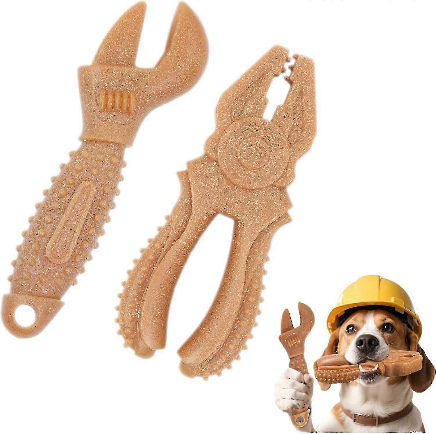 Dog Chew Toys for Aggressive Chewers, Dog Toy to Keep Them Busy, Tough Dog Toys for Medium/Large Breeds, Real Pine Wood and Nylon