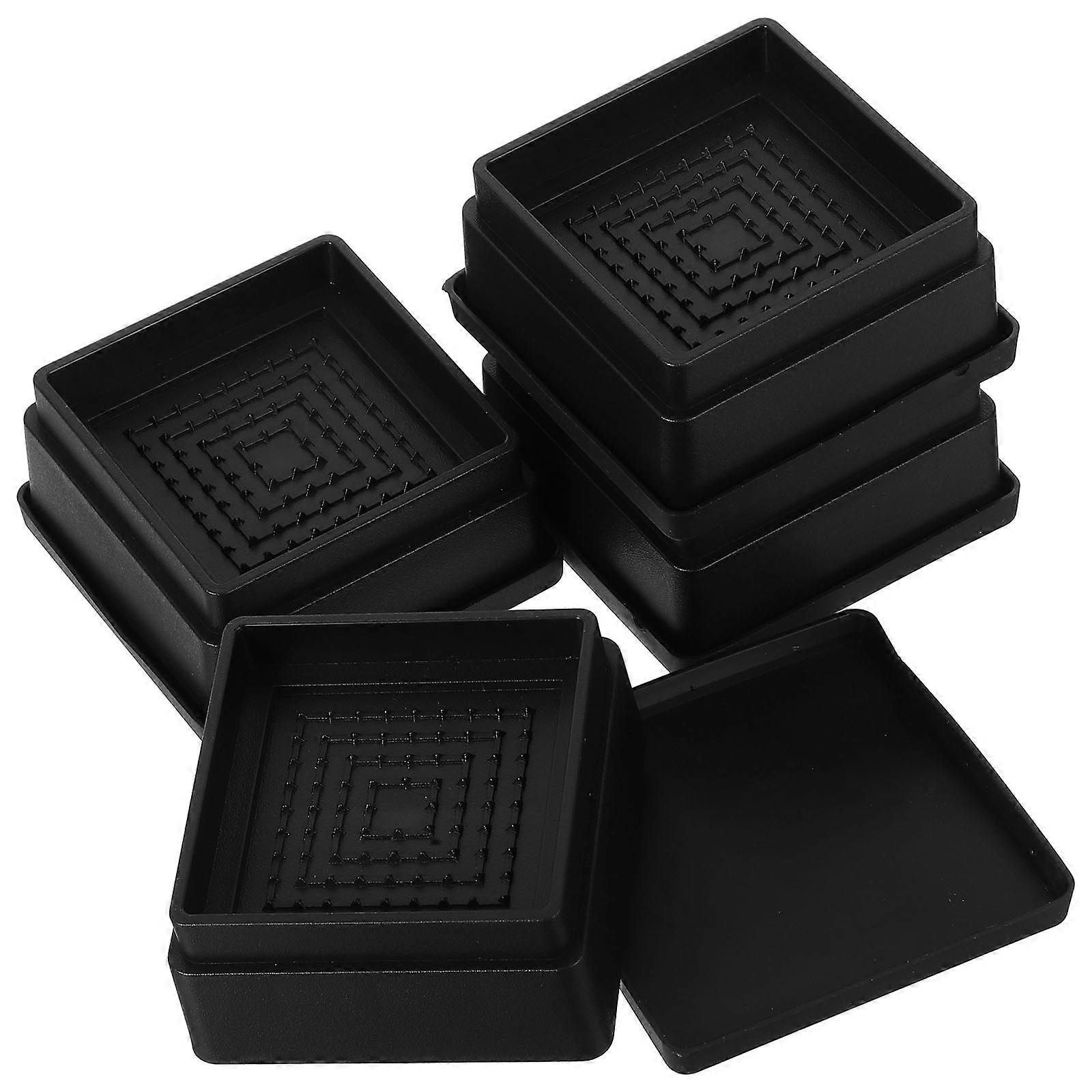 Black Stackable Rubber Furniture Risers with Non-Slip Bottom for Home Use Elevate Bed Sofa Legs 4