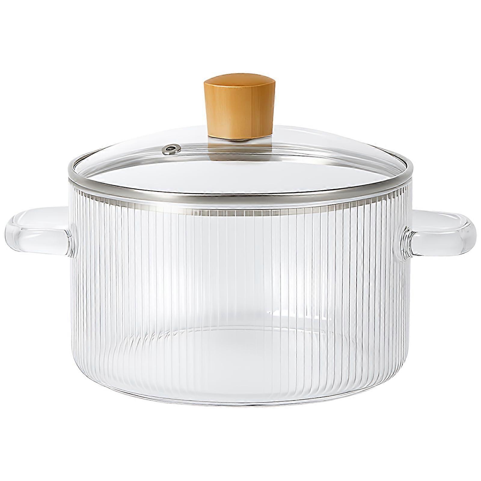 Borosilicate Glass Cooking Pot 1.65L with Lid, HeatResistant, Dual Handles for Stovetop Soup