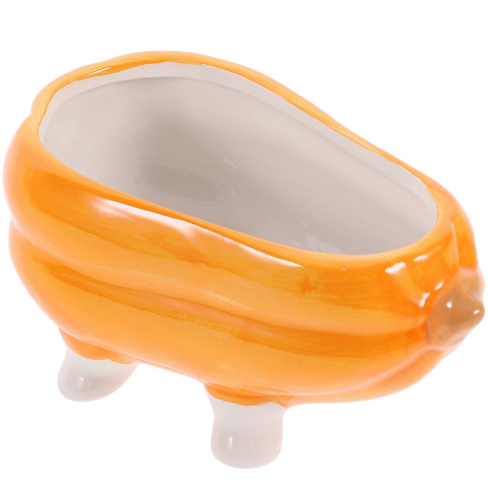 Reusable Ceramic Hamster Bathtub for Daily Use 4Pcs Orange Pumpkin Shape