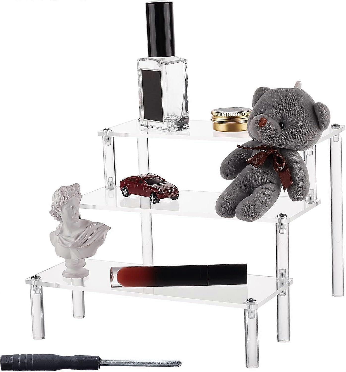 Acrylic Risers Display 3 Tier Display Shelf Tiered Perfume Organizer Conutertop Desktop Holder Clear Cupcake Stand for POP Figures Dessert Display Cos