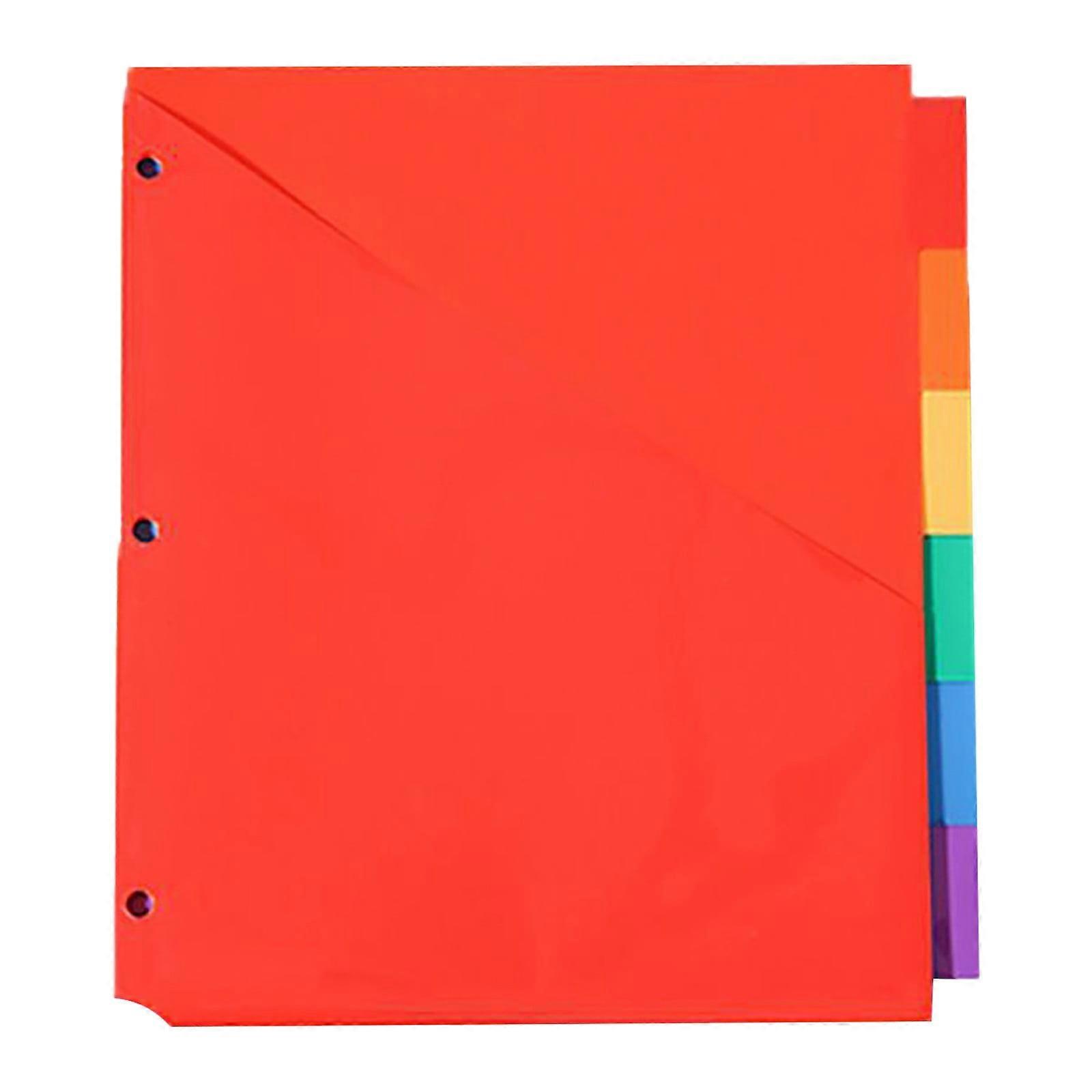 KAGAYD Plastic Divider with Two Pockets, Labeled, Multi-Colored, 3 Holes, Compatible with 3-Ring Binders