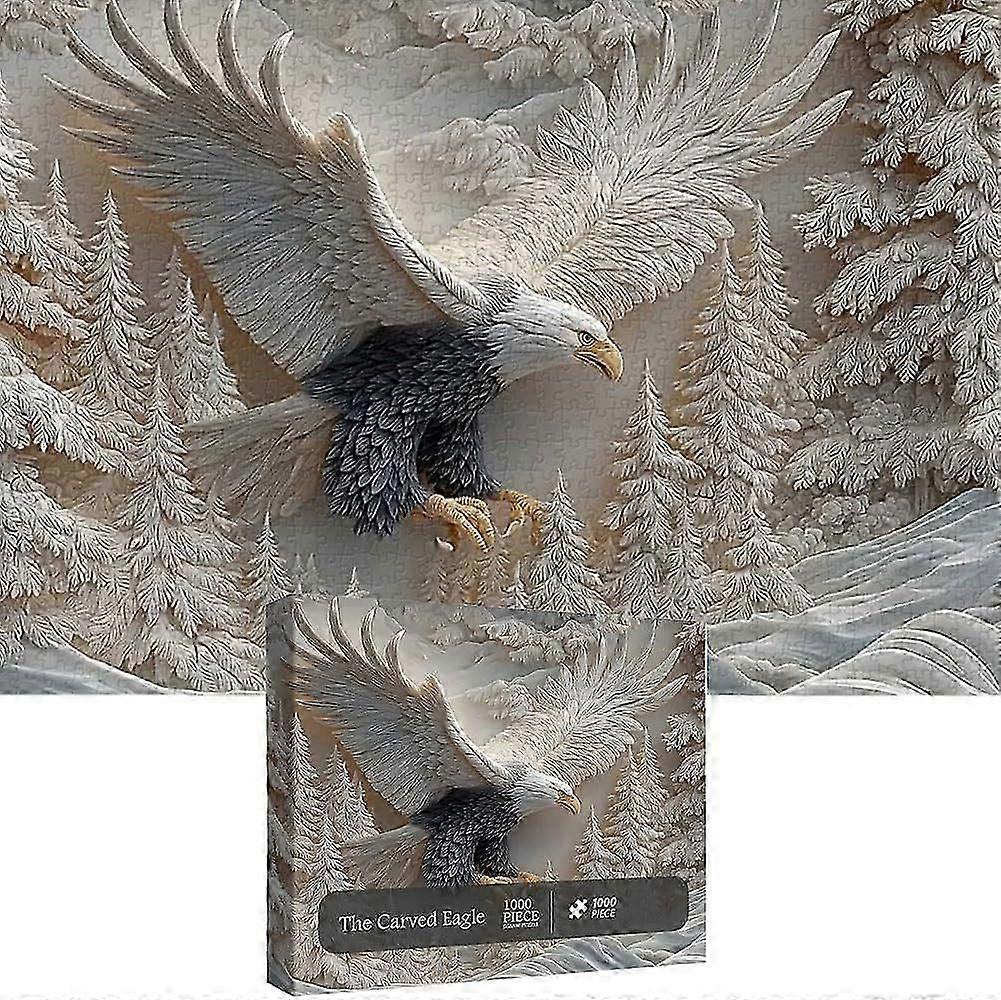 Puzzle z rzeźbionym orłem, puzzle z orłem, 1000 elementów, puzzle dla nastolatków i dorosłych, puzzle z orłem, prezenty świąteczne