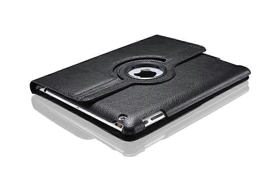 Capa elegante para iPad Pro de 9,7 polegadas, preta, com textura de couro e acabamento giratório, cor lichia.