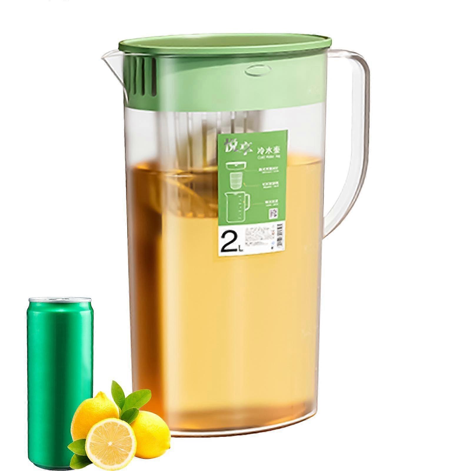 Water Infuser Pitcher 2 Liter Tea Pitcher with Lid, Removable Strainer, Hot and Cold Drinks Green