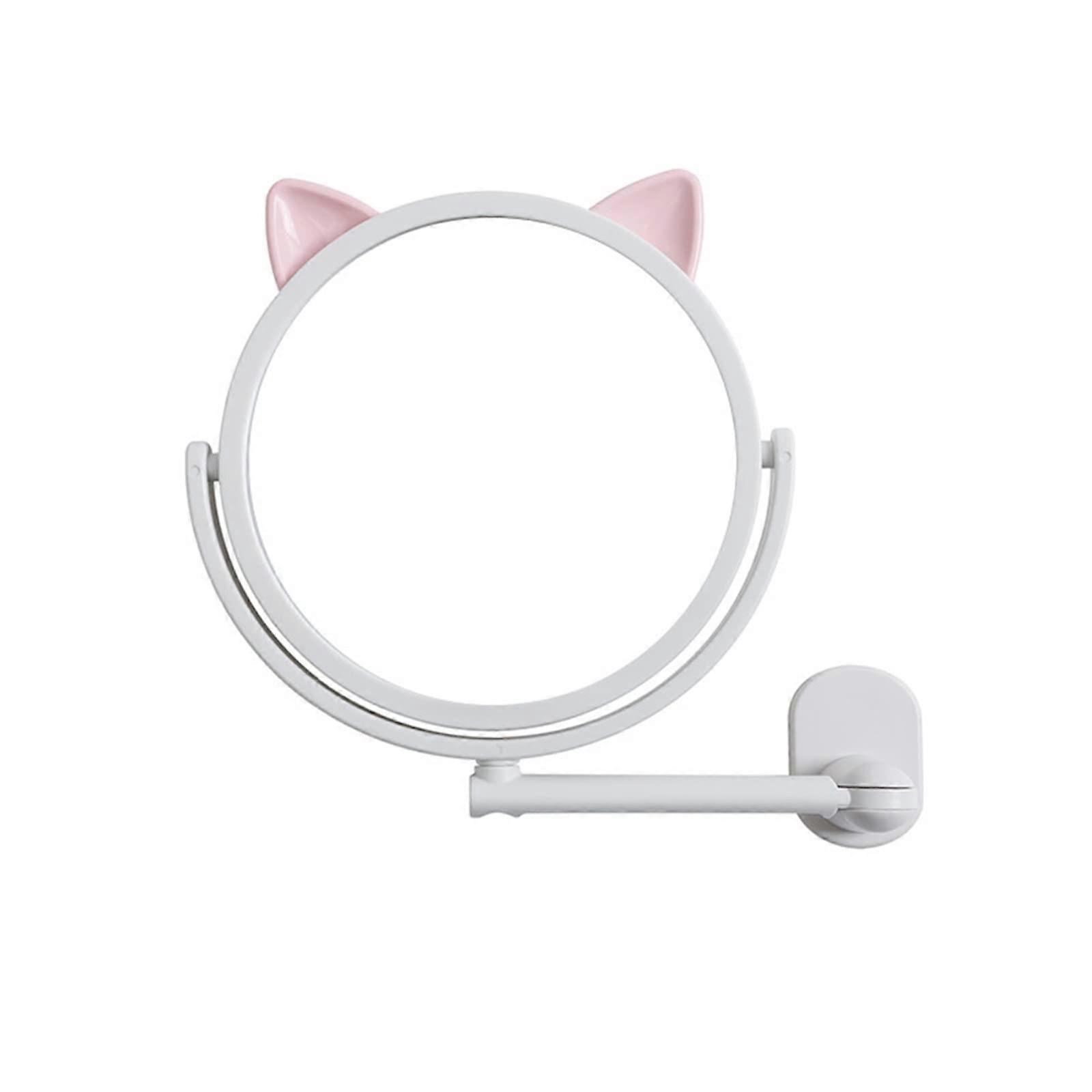 Wall Mounted Makeup Mirror Foldable Vanity Mirror with Cat Ear Design for Bathroom