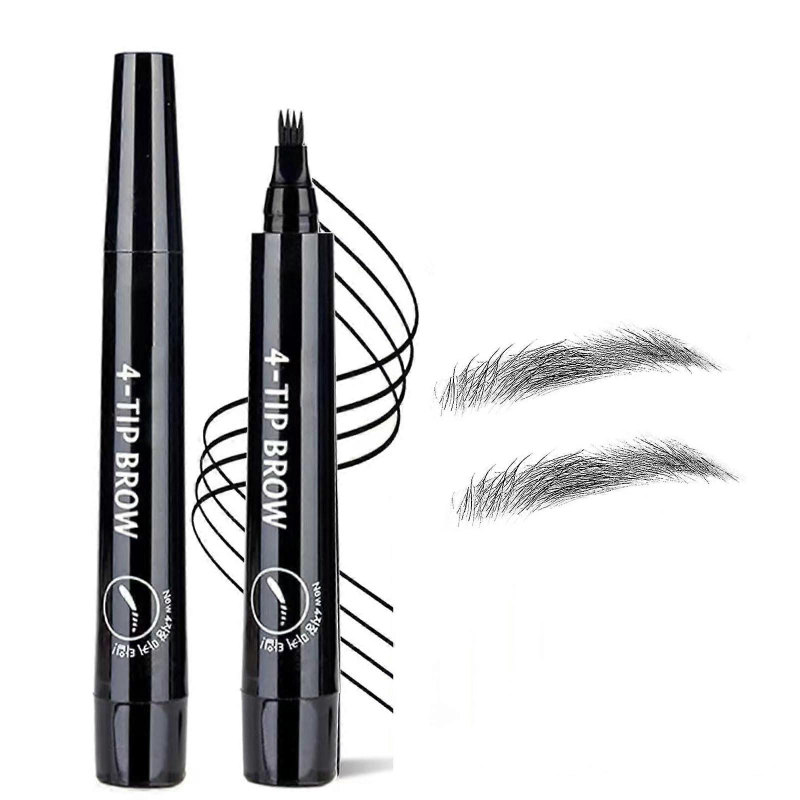 Waterproof Microblading Eyebrow Pencil with 4Prong Fork Tip, Smudge Proof Natural Black