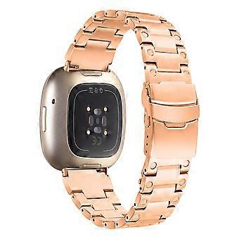 Do paska do zegarka Fitbit Versa 3 / Sense Wymiana opaski na nadgarstek ze stali nierdzewnej z trzema koralikami