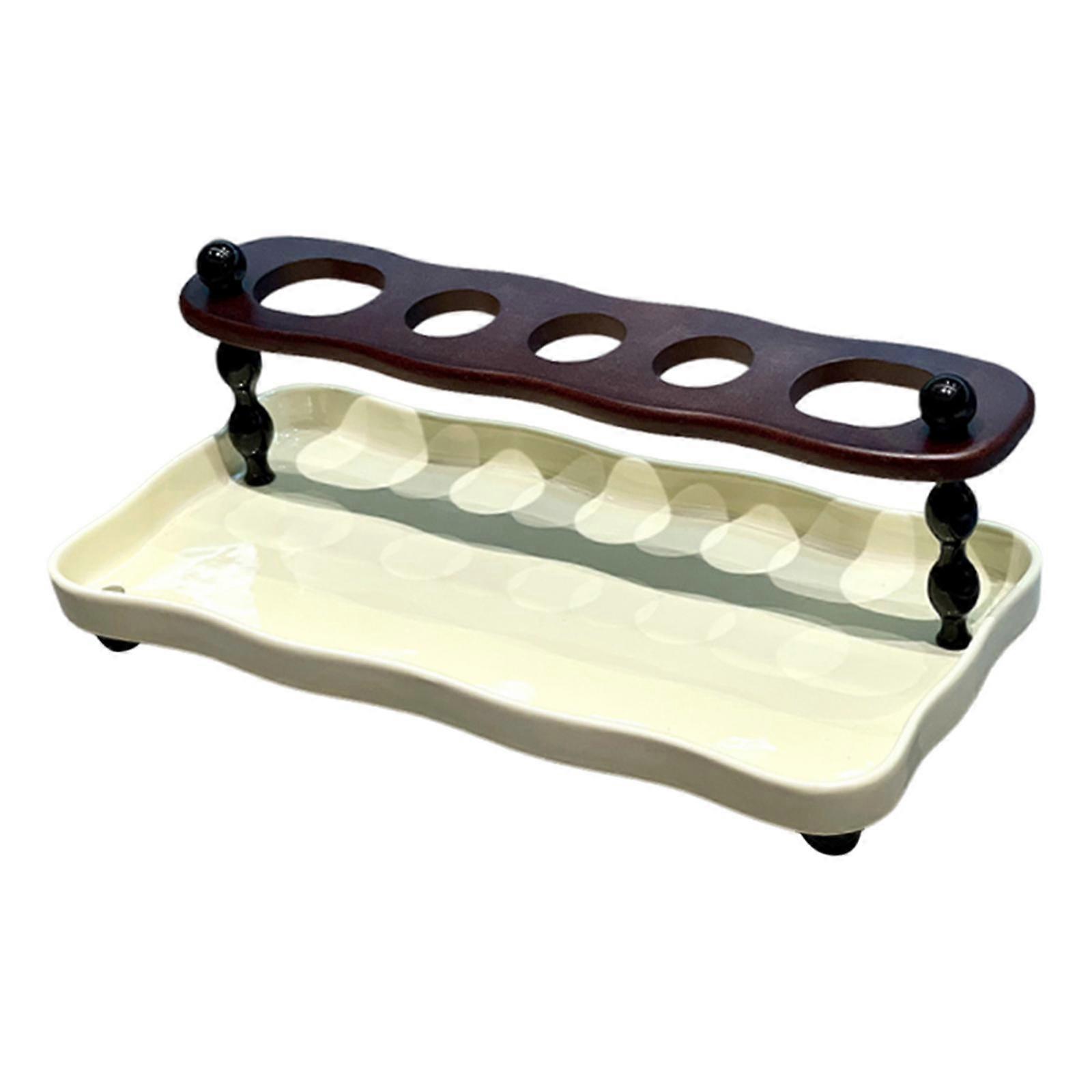 Toothbrush Holder Bathroom Counter Organizer Decorative with Tray, Toothpaste