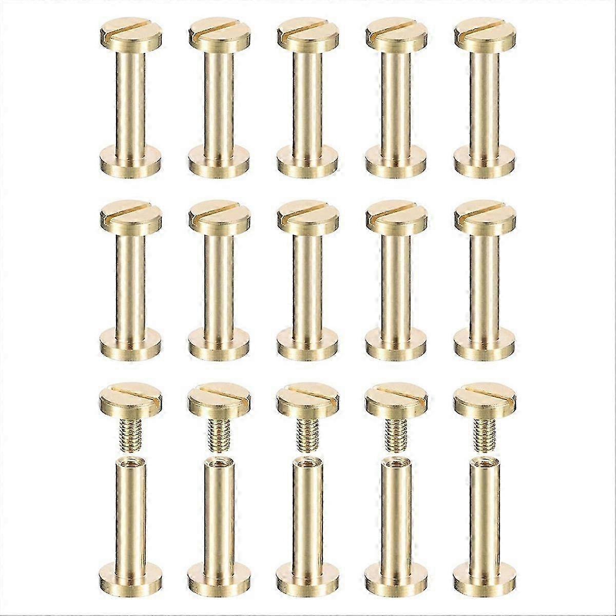 30Pack Brass Chicago Screws, 15x8mm Flat Head Screw