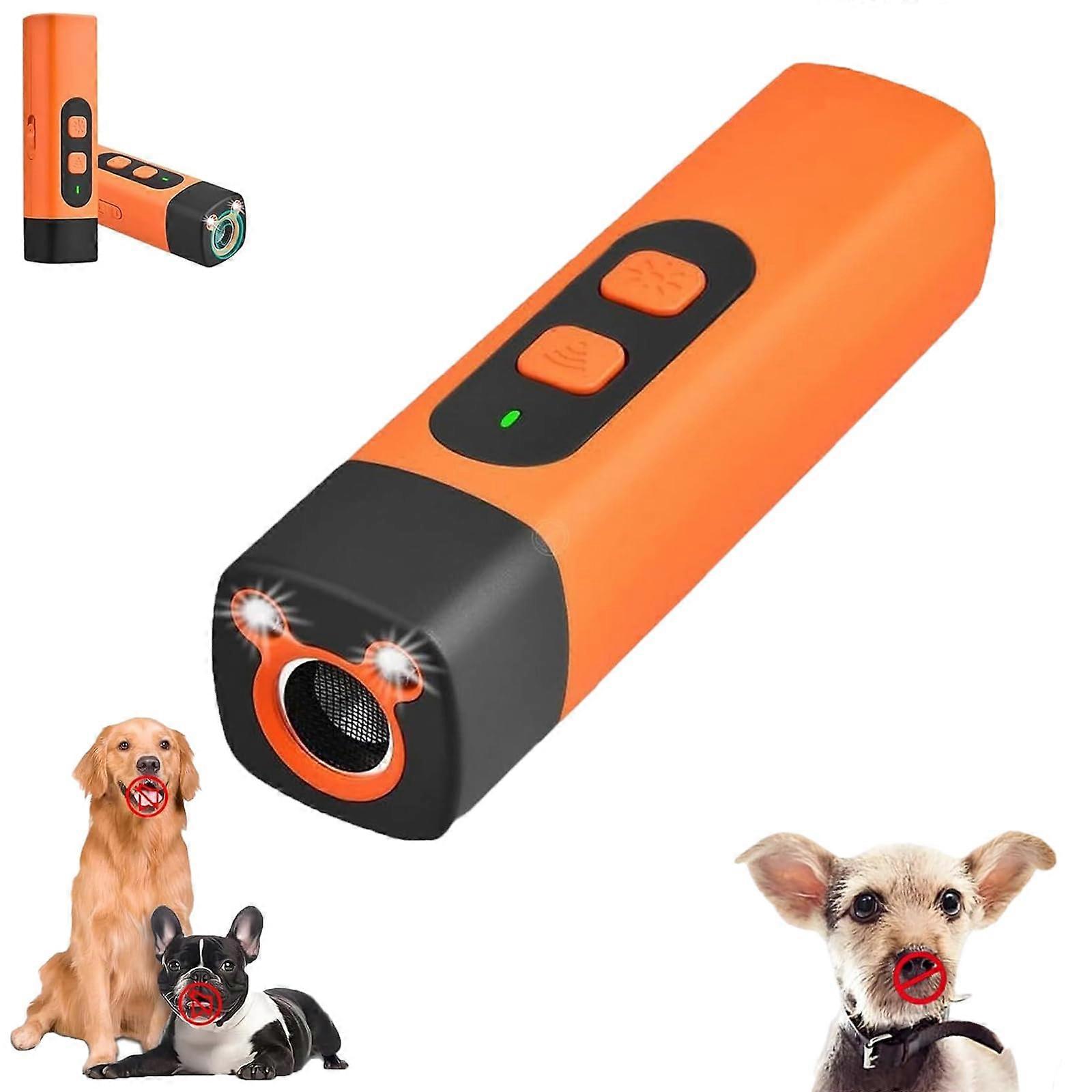 Dog Bark Control Device with Adjustable Ultrasonic Modes and LED Light for Training Orange