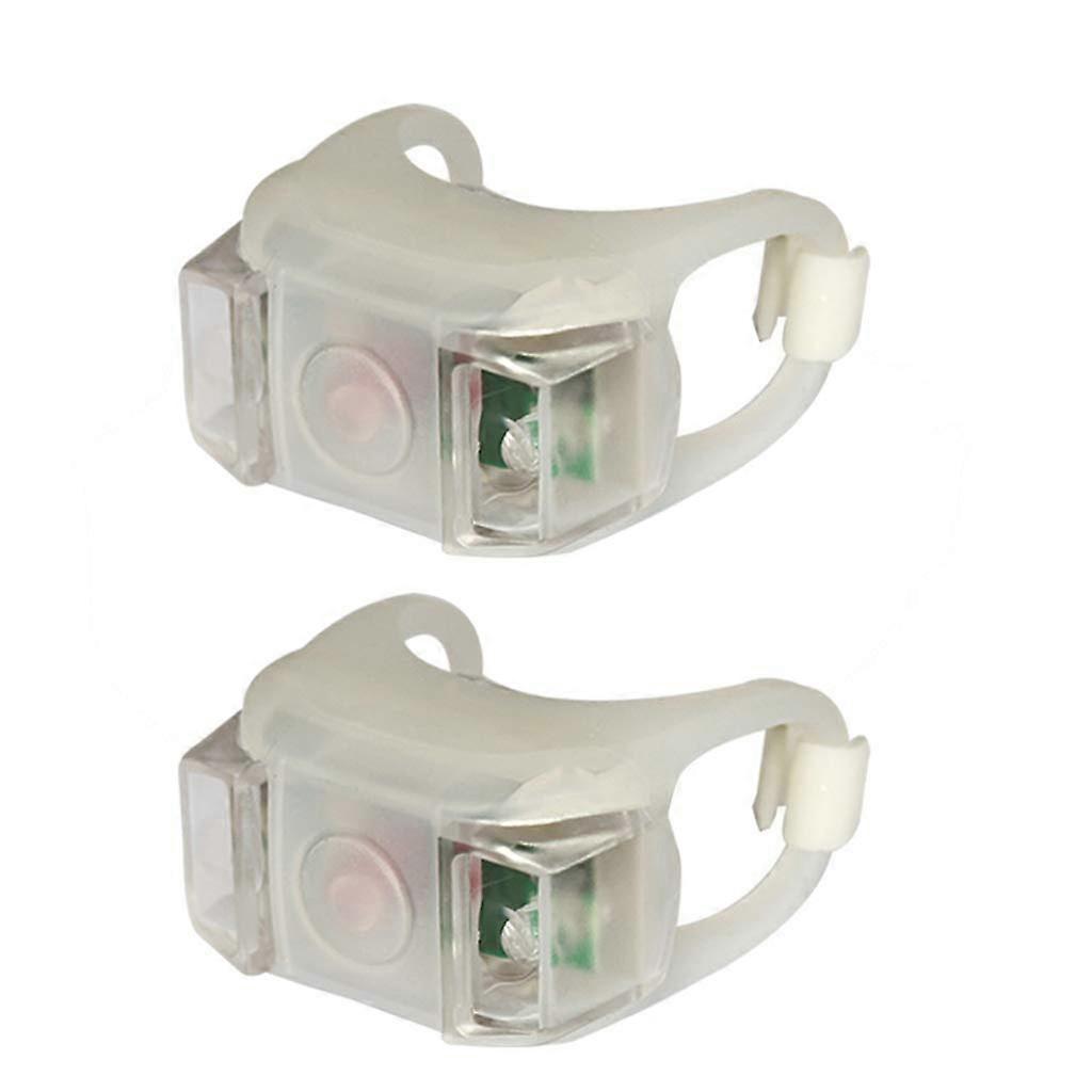 2PCS LED Stroller Safety Light Waterproof Silicone Triple Flash Modes Rechargeable White