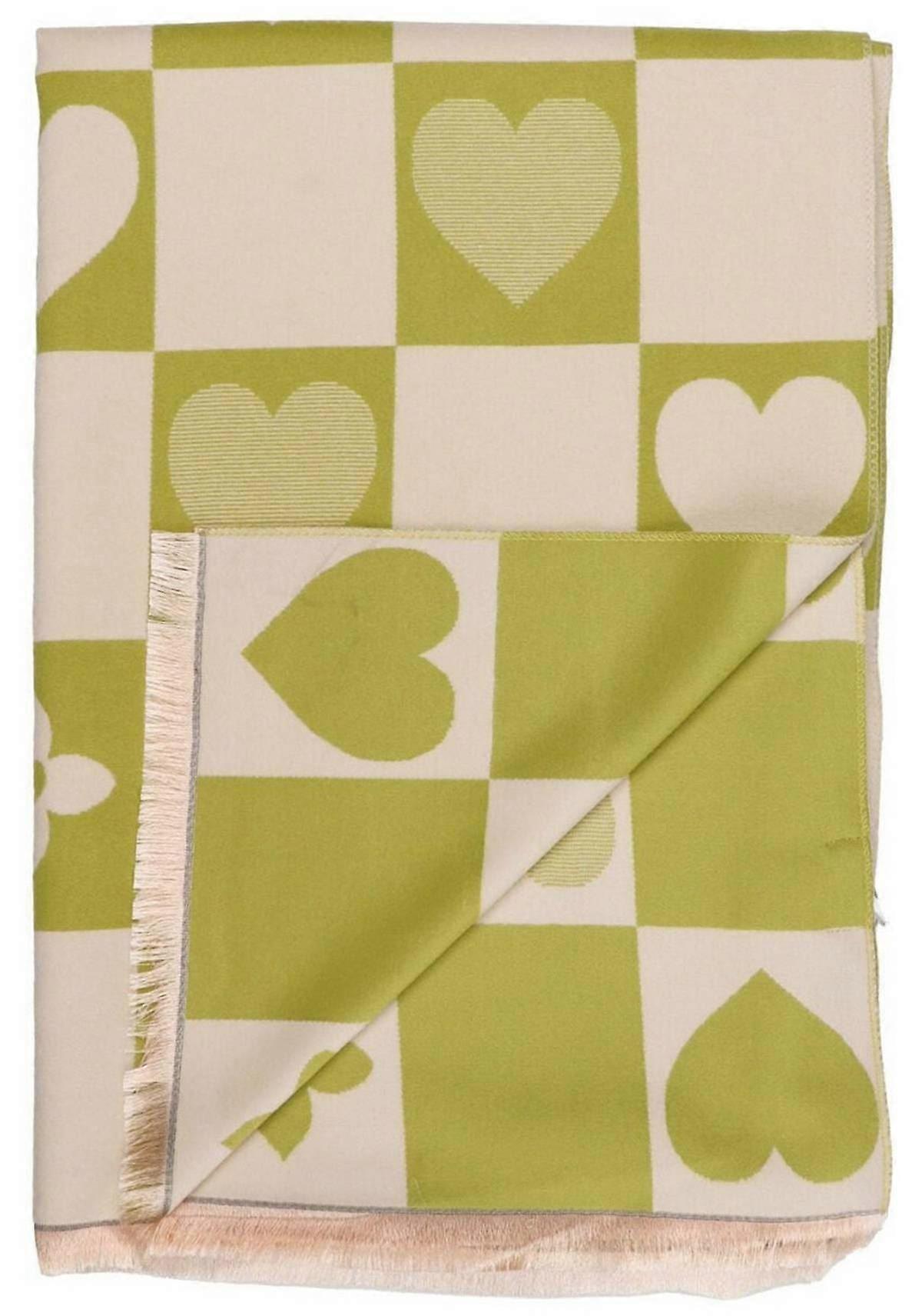 Zelly Check Heart Scarf - Green/Cream