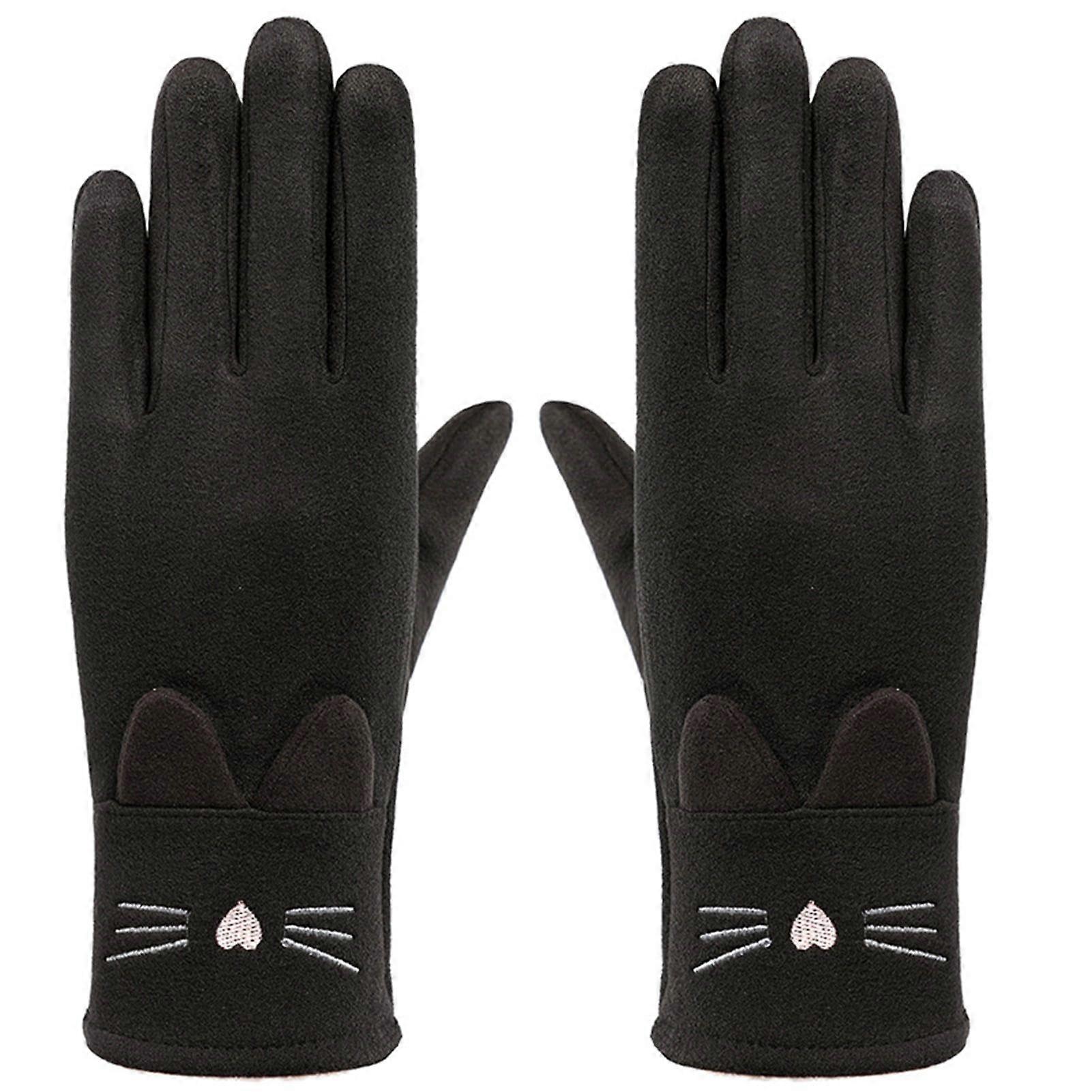 1 Pair Cycling Gloves Full Finger Thickened Touchscreen Soft Solid Color Keep