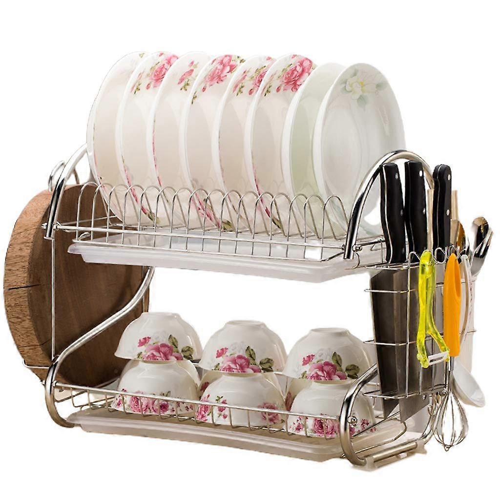 3 Tier Dish Drying Rack with Adjustable Layers, Maximize Vertical Space Kitchen Storage Organizer