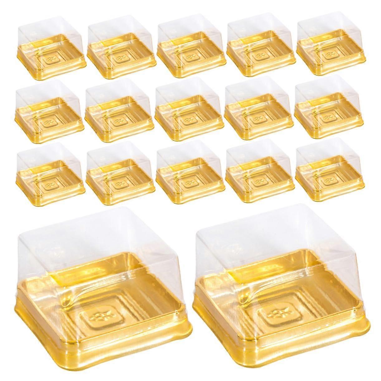 Mooncake Packaging Box with Clear Lid, Secure Sealing Plastic Bakery Container for Egg Yolk Puff