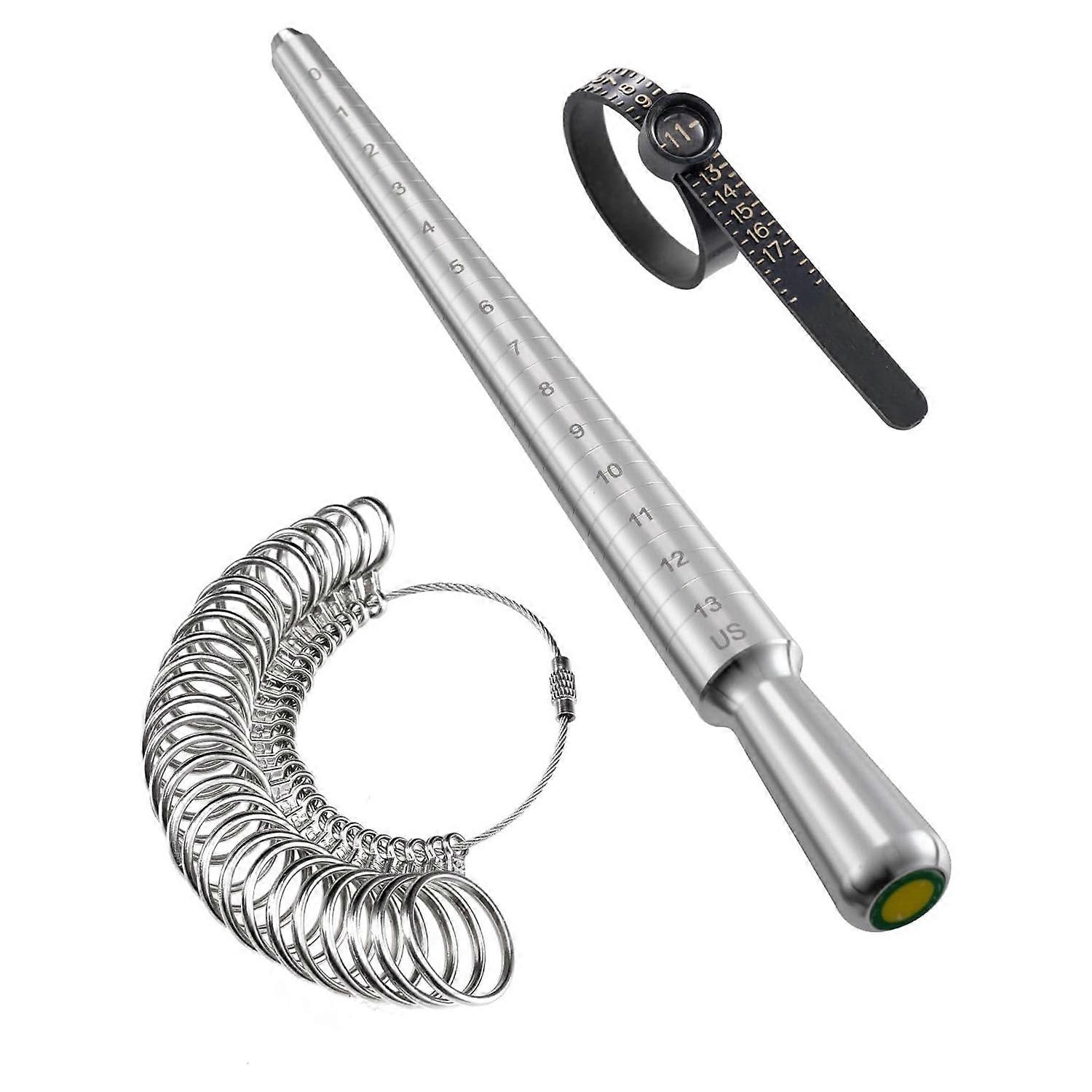 Ring Sizer Measuring Tool Set with Magnifying Glass, Integrated Conical Solid Ring Mandrel Sizer To
