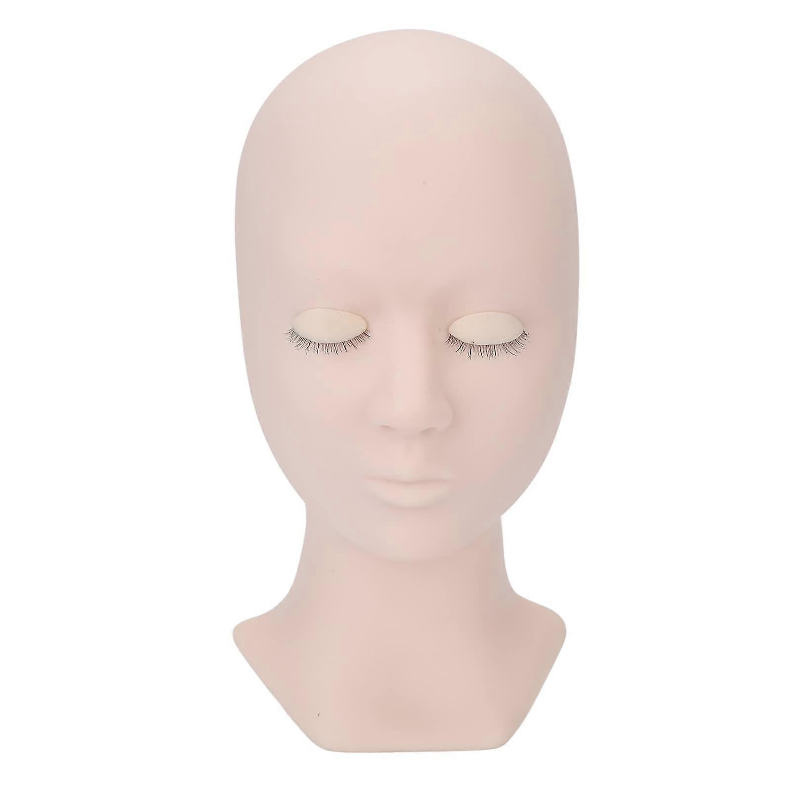 Eyelash Mannequin Head with Replaceable Eyelids, Reusable Silicone Lash Extension Practice Head Rosa Skin
