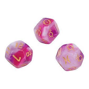 3PCS Astrological Dice Set 12 Sides Glitter Rune Dice Easy to Read for Table Board Game Toys Type 1