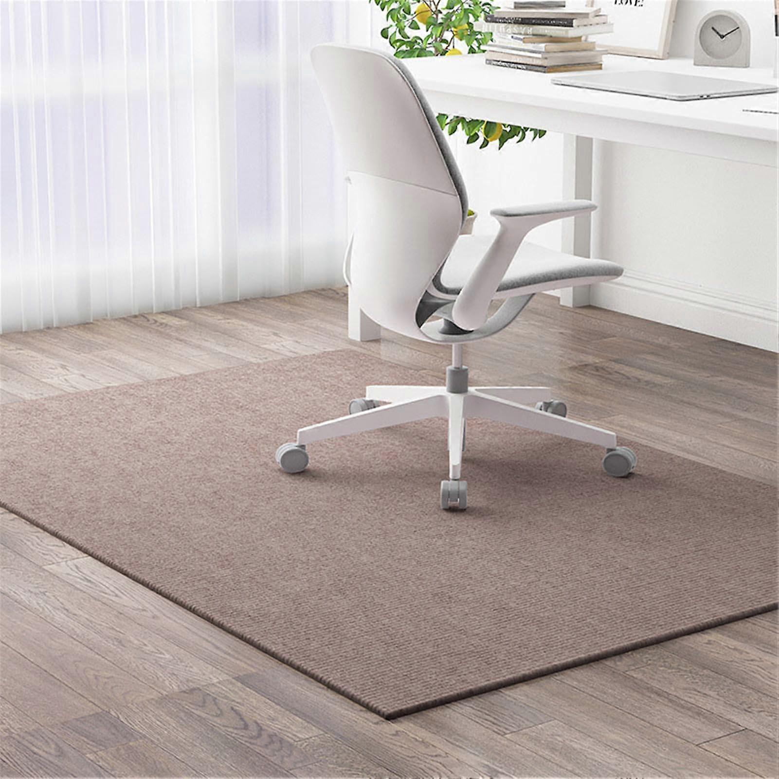 Khaki Rectangular Office Chair Mat 90x90cm Washable Floor Protector with AntiSlip Backing