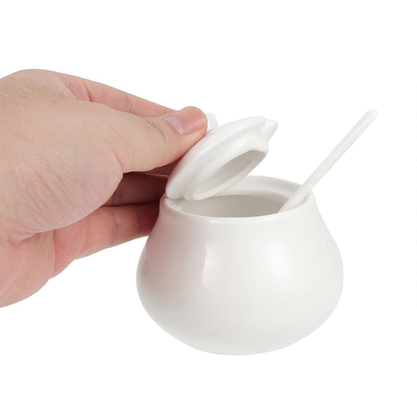 White Ceramic Sugar Container for Storage Coffee Bar Sugar Dispenser Jar