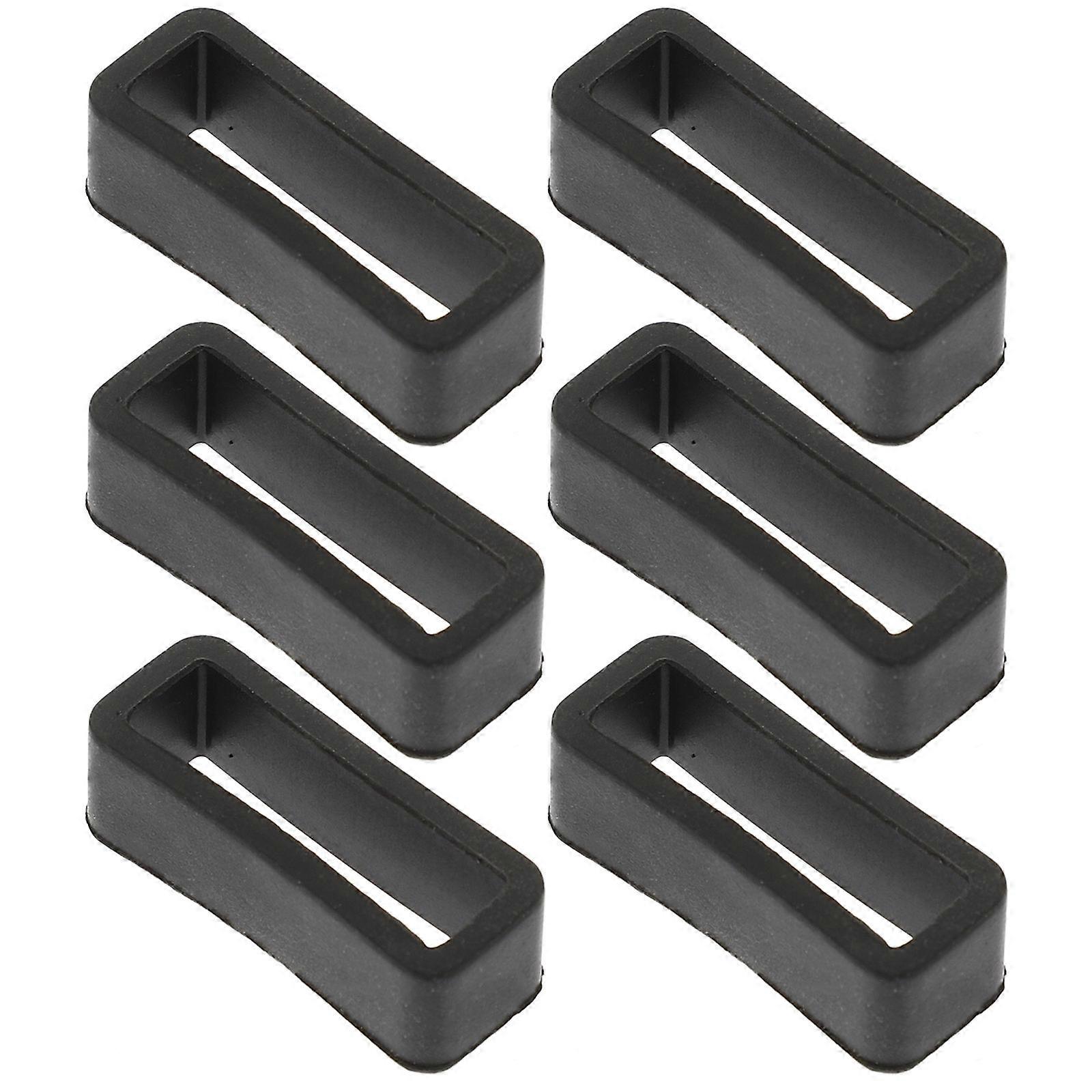 Black Silicone Watchband Loop for Watch Replacement 6Pcs Set