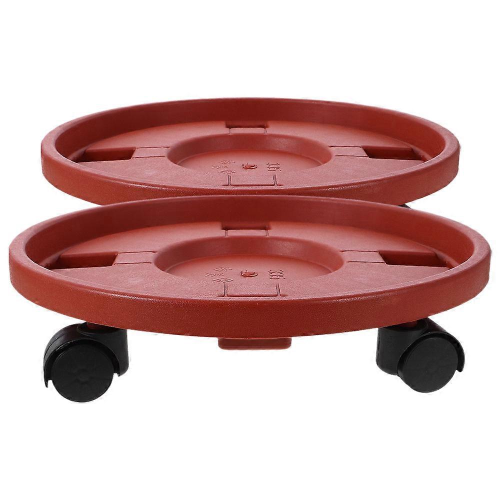 Brown Planter Roller Trolley Designed for Easy Movement 2Pcs Set