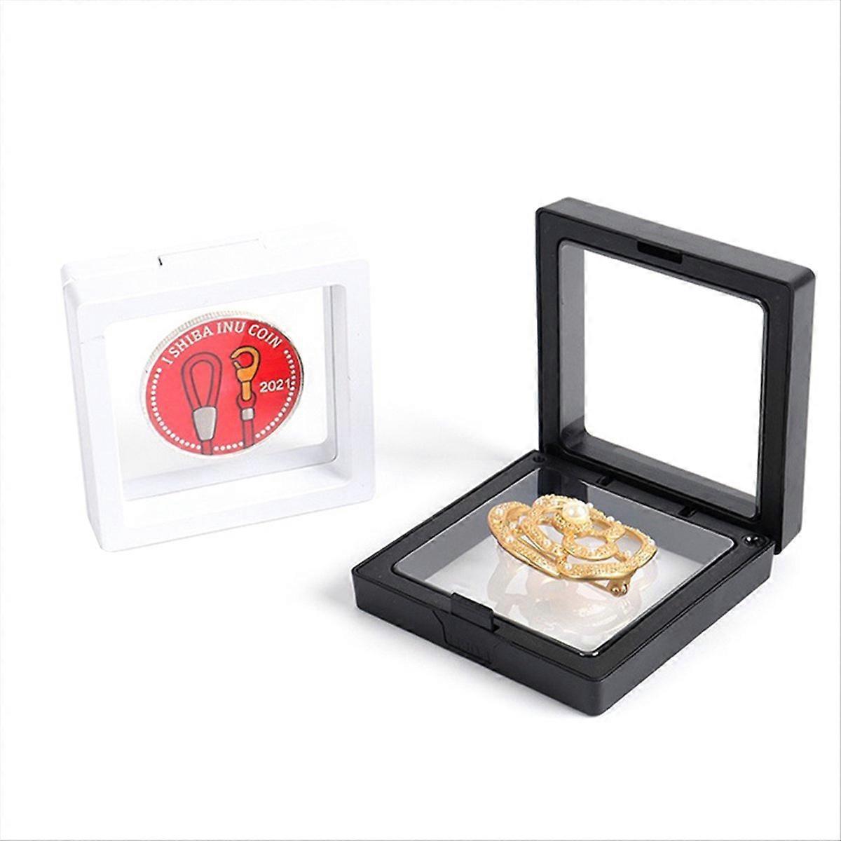 30Pcs 3D Floating Coin Display Frame Stand Storage Boxes A