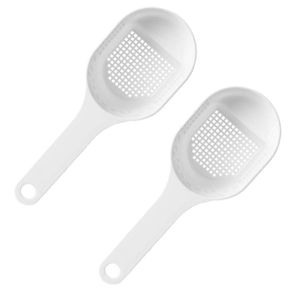 Plastic Flour Strainers Baking Spoons for Powder Sprinkling 2Pcs White
