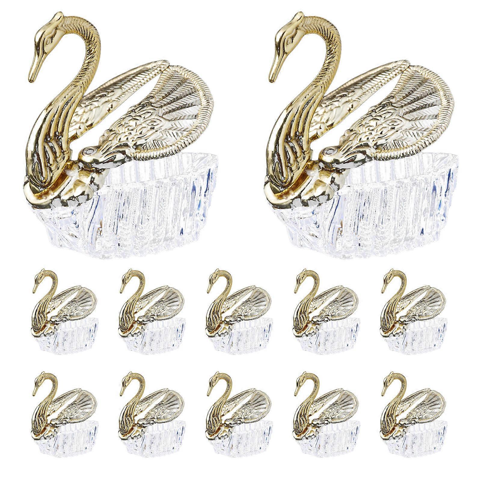 Swan Candy Holders Wedding Candy Box for Storage Use 12Pcs Golden