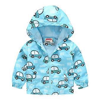 Jaquetas leves com capuz FAMTKT para meninos e meninas, modelos de casaco corta-vento de manga comprida com estampa, roupa infantil, casaco para bebê (18-24 meses, azul celeste)