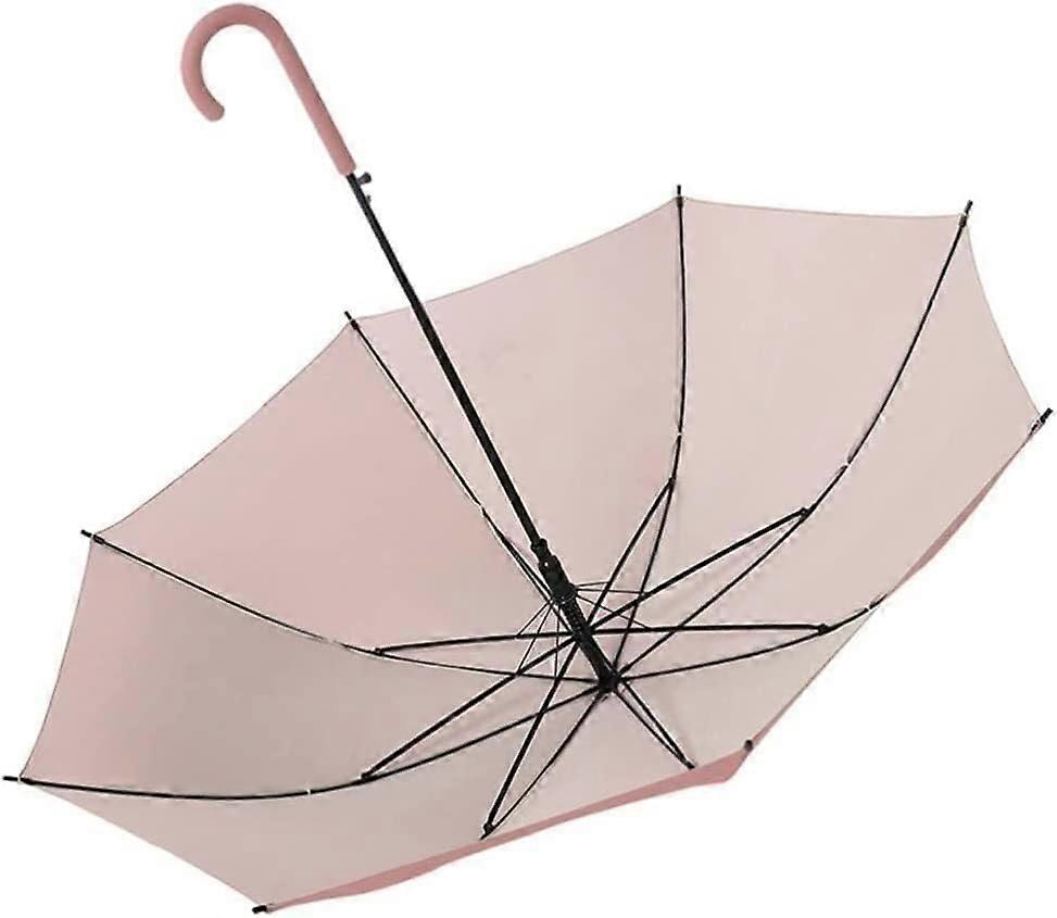 Pink Windproof Umbrella Large Automatic Open Waterproof Vented Canopy Cane Handle for Rain Sun