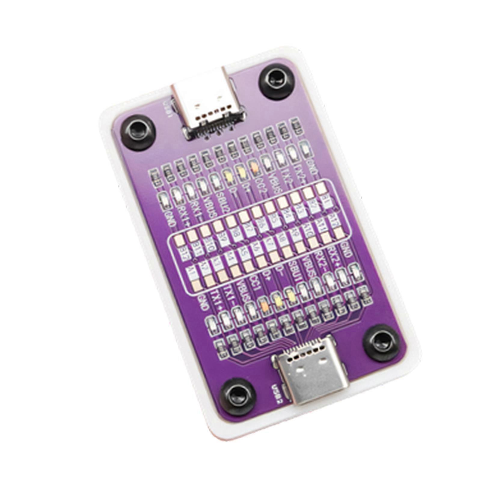 Double Type C Fast Charging Cable Tester Board For Devices With Line Sequences Detection Function  Purple
