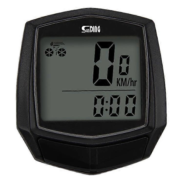 Black waterproof bicycle computer with speedometer and odometer.