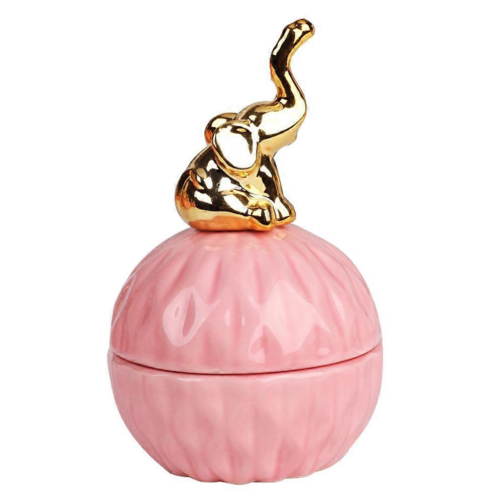 Pink Ceramic Jewelry Box for Storage Candy Container