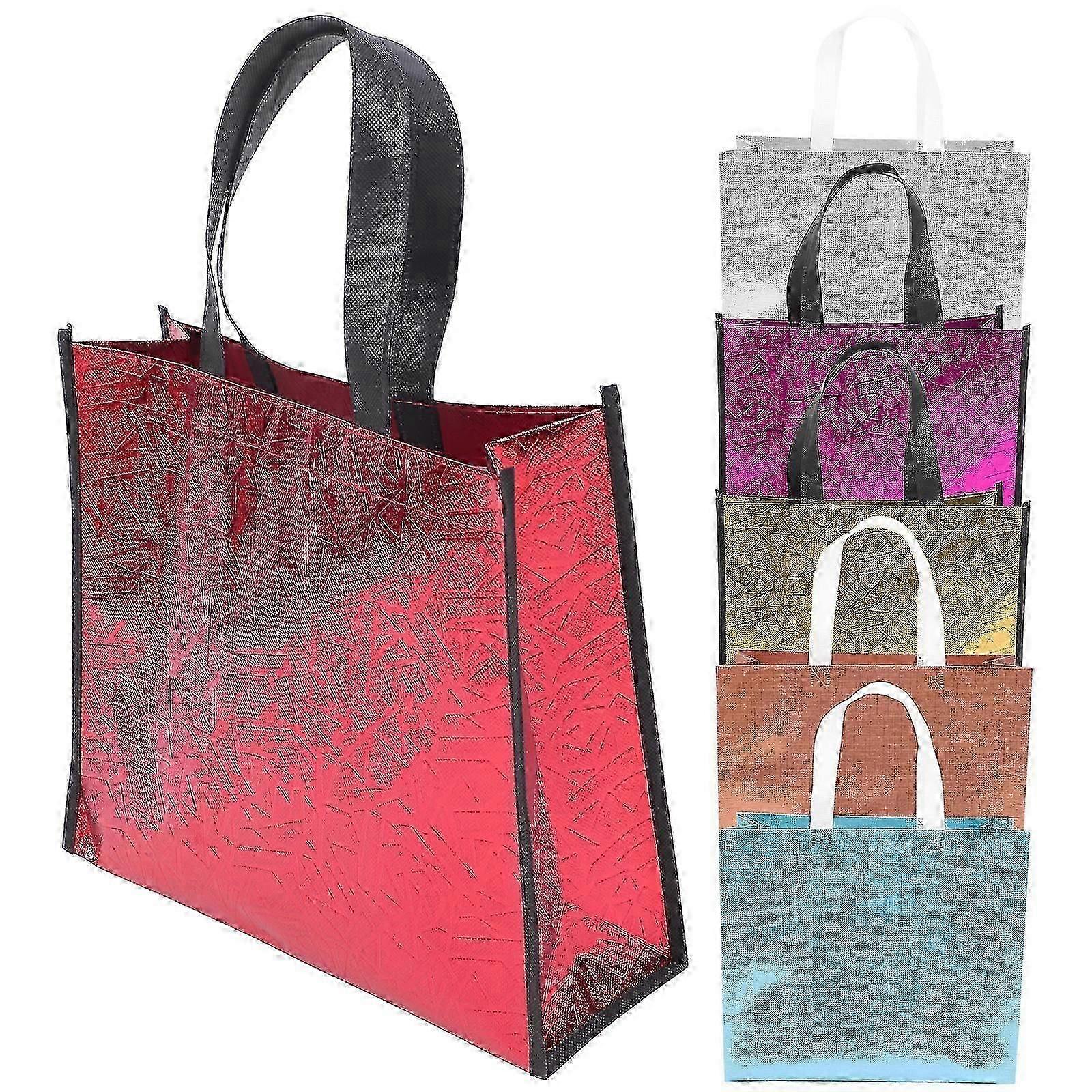 Rectangular Non-woven Shopping Bags, Assorted Color, 6Pcs