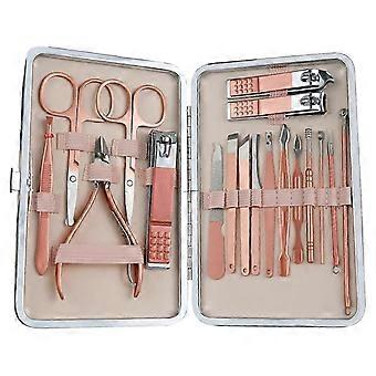 18-teiliges Nagelset Nagelknipser-Edelstahl-Pediküre-Set, professionelles Nagelset Beauty-Kit, Luxu