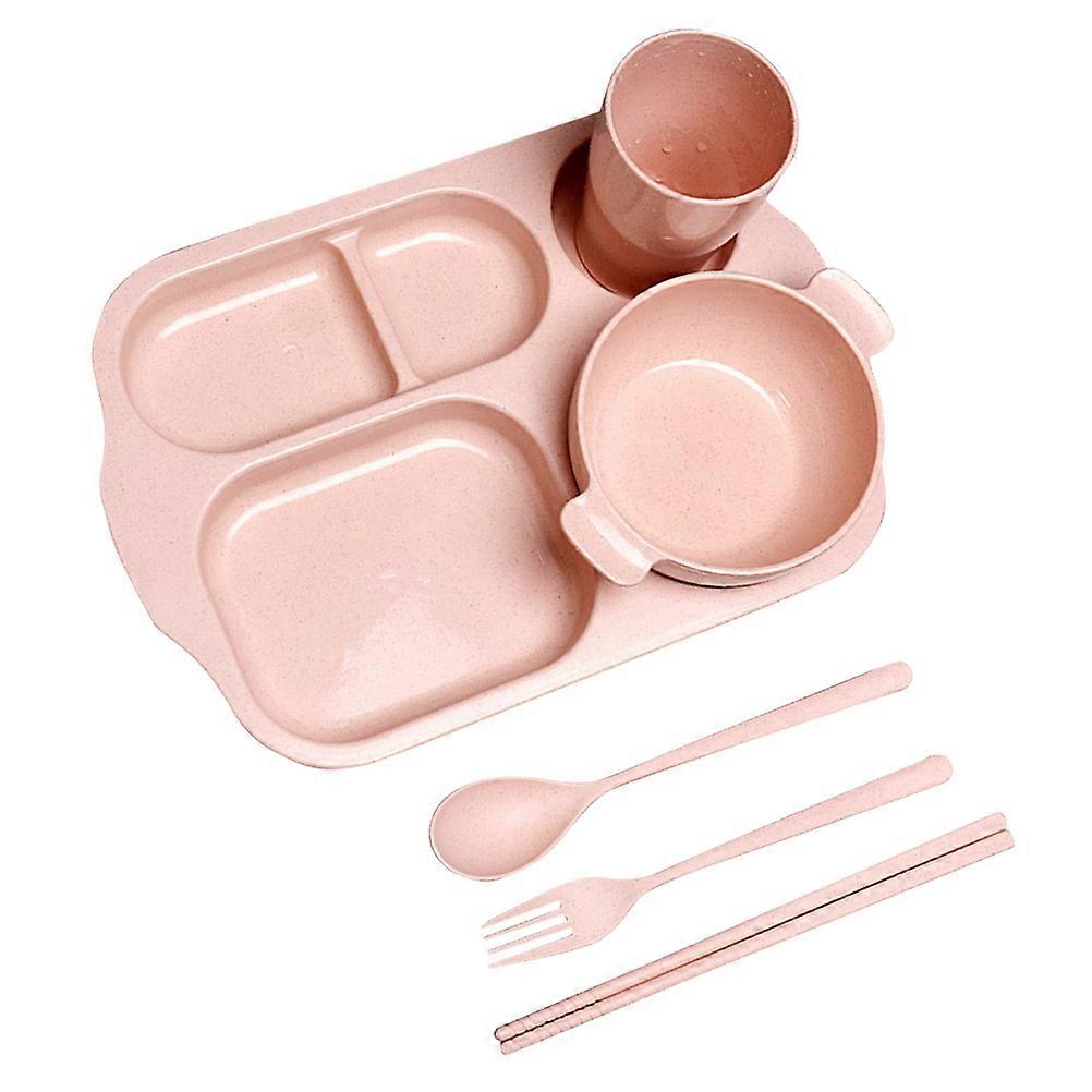 Straw Tableware Set for Daily Use 6Pcs Eco-Friendly Red Dinnerware Set