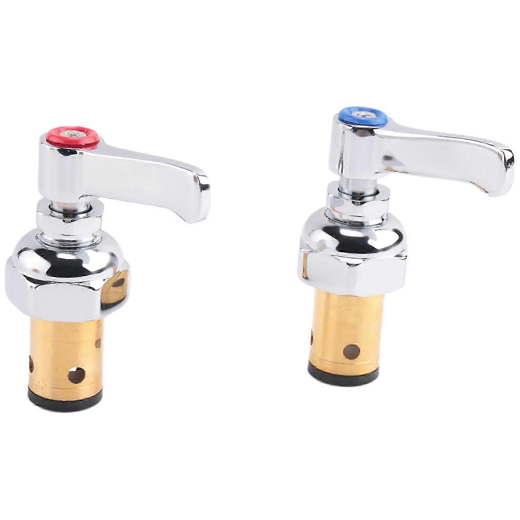 Handle Stem Assembly Fits Compatible with Brass Faucets Replace,Blue-Cold and Red-Hot Side Spindle Assembly Valve Replacement Part
