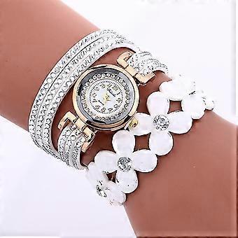 Fashion White Chimes Diamond Leather Bracelet Lady Womans Wrist Top Style Watches For Elegant Women Fashionable Delicate