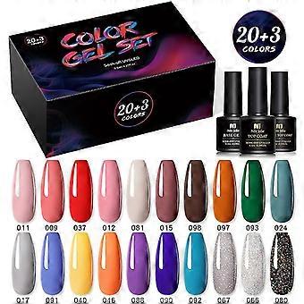 Gel Nagellack-Set, 20 Stück Neon Color Gel Polish Kit mit Basisgel, Top Coat und mattem Top coat_way