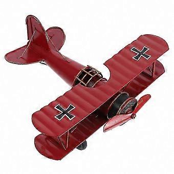 Vintage jernmetallflymodell for fotorekvisitter barneleke hjemmedekor skrivebordspynt rød
