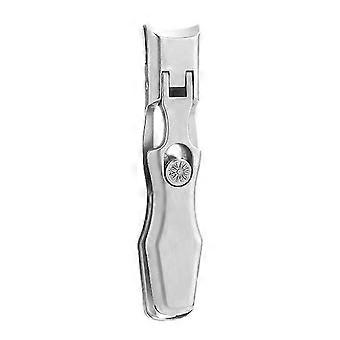 Stainless Steel Wide Jaw Nail Clipper with Integrated Nail Catcher and AntiSplash Design