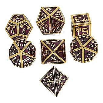 7pcs Metal Game Dice Portable Clear Number Polyhedral Role Play Dice Accessories for Board Game Style 2