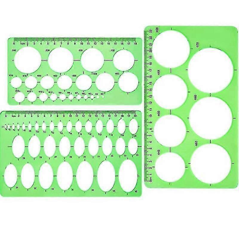 3pcs Circular Template Measuring Geometry Ruler