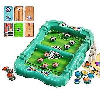 Ball Launcher Board Game with Replaceable Scene Board 2 Player Competitive Educational Football Basketball Bowling Hockey Toy Toddlers Boys Girls Gift