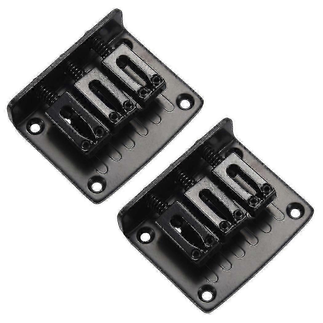 Top Loading 3-string Hard-tail Bridge Black 2 Pack Compatible with Cigar Box Guitars & More