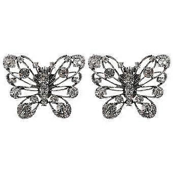 1Pair Crystal Butterfly Shoe Buckles - Rhinestone Shoe Clips - Bridal Wedding Charms Decoration for DIY High Heels Jewelry Accessories